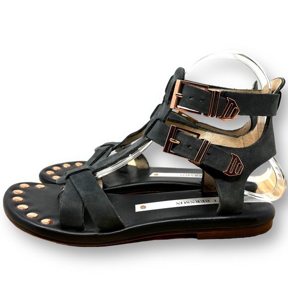 Matt Bernson Gladiator Sandal Studded Nubuck Leather Open Toe T Strap 7 - Picture 4 of 13